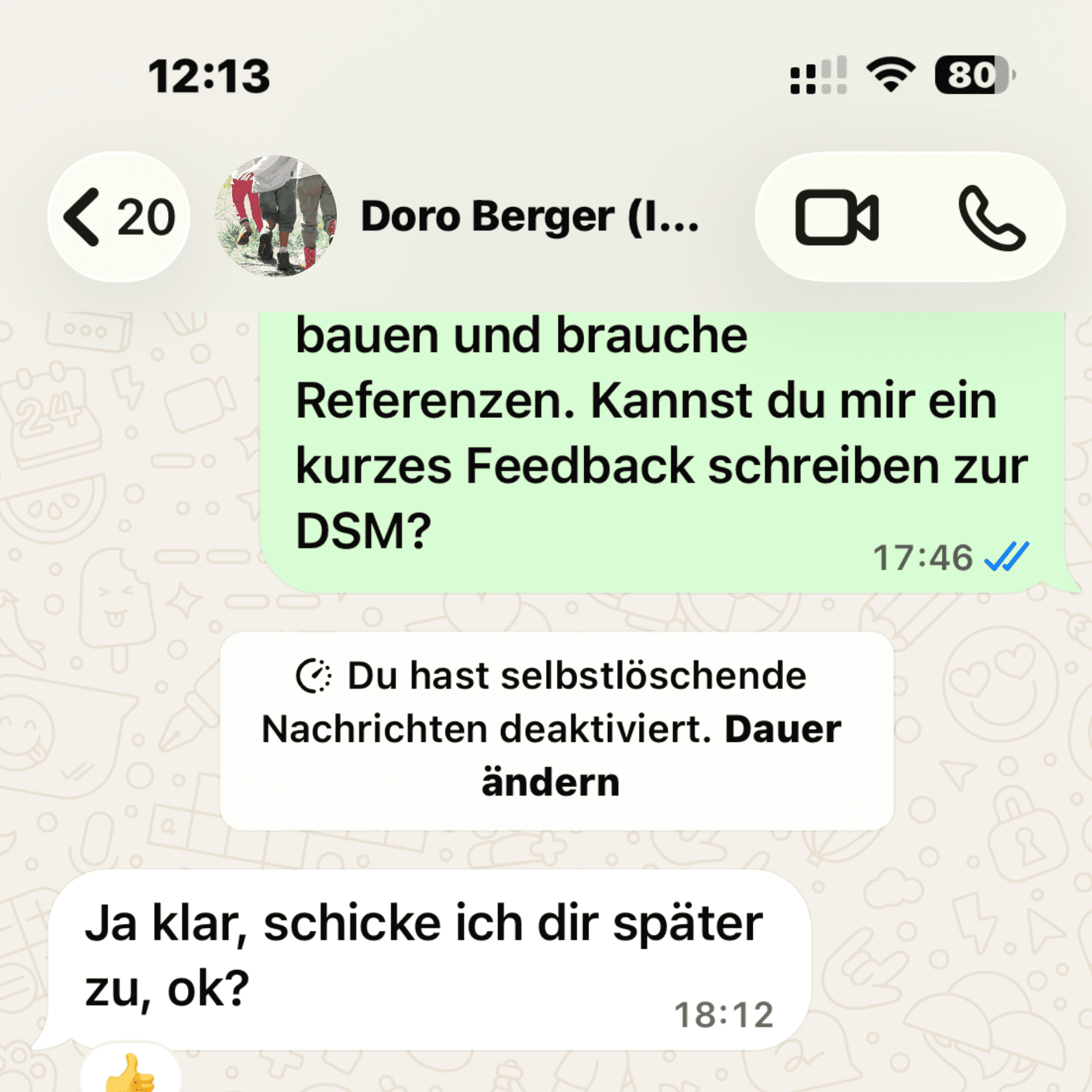 Chat-Nachricht von Doro